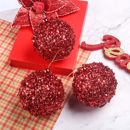 4.25" Shatterproof Christmas Ball Ornaments, 4Pc Red Set for Trees and Holiday Decor