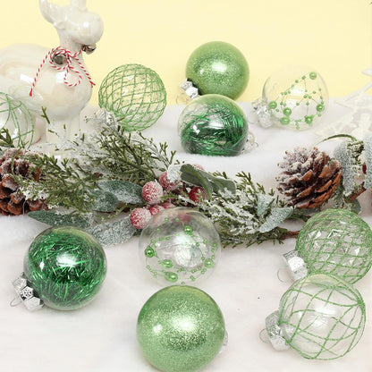 Clear Christmas Ball Ornaments, 30Ct Shatterproof Xmas Ball Decorations 2.36 Inch Green Christmas Decorations for Xmas Tree Hanging Decorative Pet Christmas Baubles Set for Christmas Party