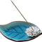 Incense Holder for Sticks-Ceramic Decorative Lotus Incense Burner Leaf-Incense Ash Catcher Tray Sky Blue