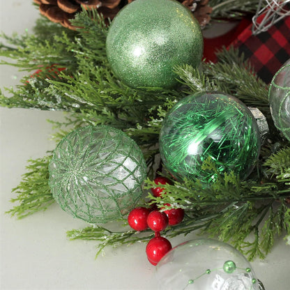 Clear Christmas Ball Ornaments, 30Ct Shatterproof Xmas Ball Decorations 2.36 Inch Green Christmas Decorations for Xmas Tree Hanging Decorative Pet Christmas Baubles Set for Christmas Party