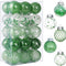 Clear Christmas Ball Ornaments, 30Ct Shatterproof Xmas Ball Decorations 2.36 Inch Green Christmas Decorations for Xmas Tree Hanging Decorative Pet Christmas Baubles Set for Christmas Party