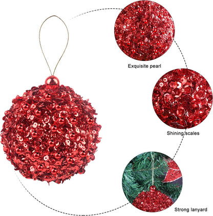 4.25" Shatterproof Christmas Ball Ornaments, 4Pc Red Set for Trees and Holiday Decor